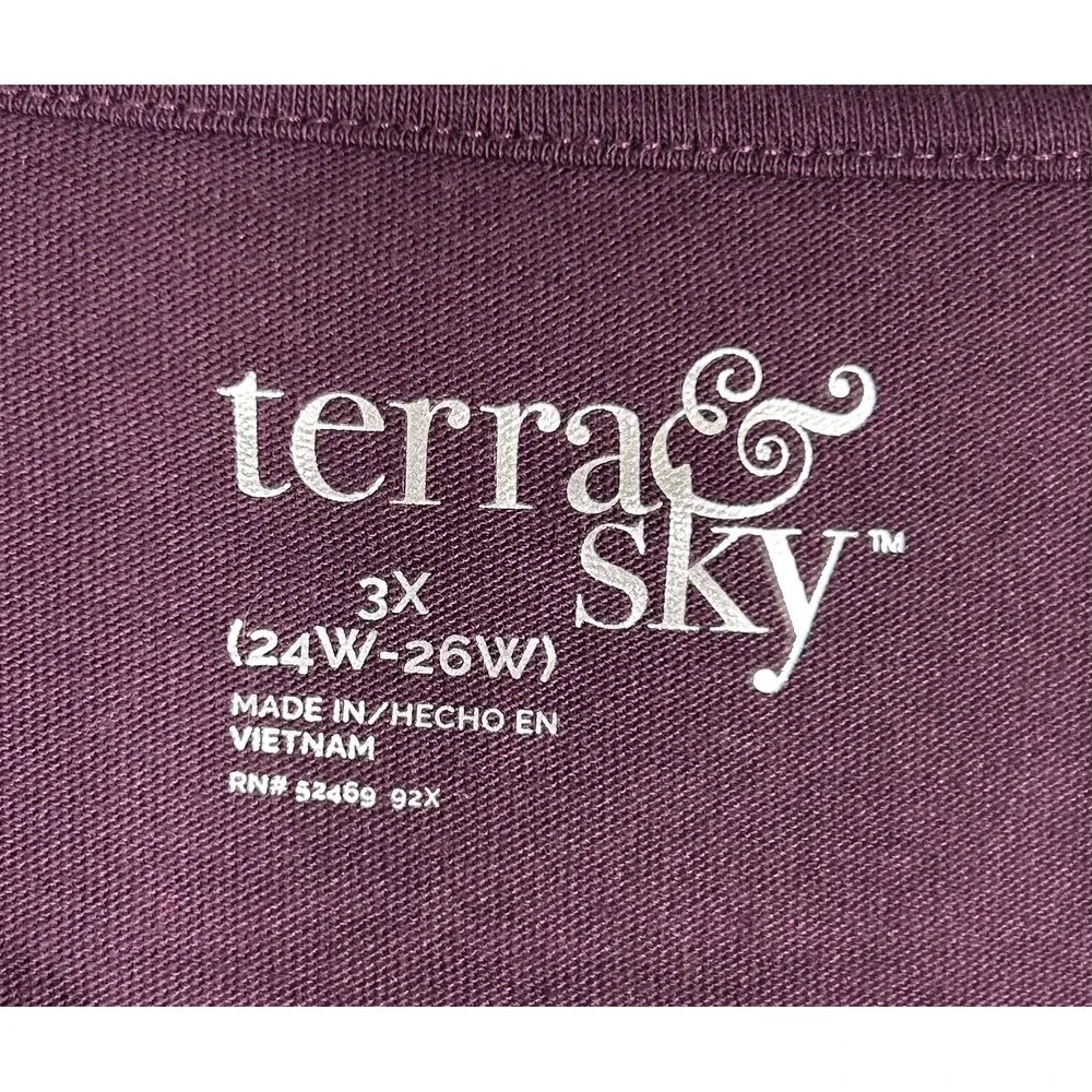 NWT Terra & Sky Womens Plus 3X Purple Pearl Long Sleeve V-Neck Super Soft Tee - Picture 5 of 7